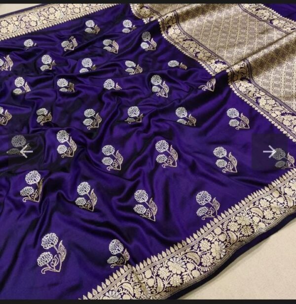 Purple Banarasi Handloom Katan Silk Sona Roopa Saree
