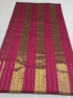 Rani Pink Chanderi Handloom Cotton Silk Striped Saree