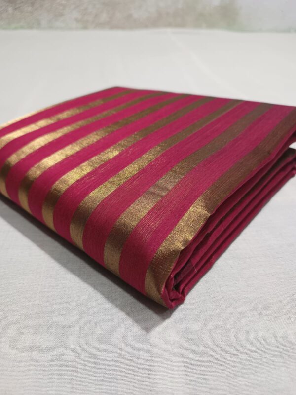 Rani Pink Chanderi Handloom Cotton Silk Striped Saree