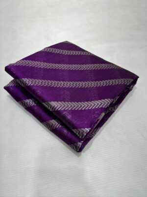 Purple Chanderi Handloom Pattu Silk Striped Contemporary Saree