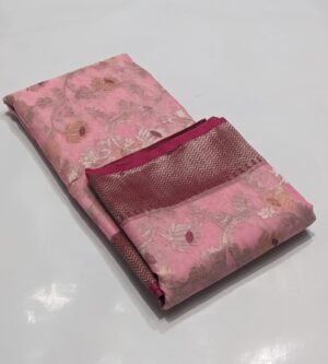 Bubblegum Pink Chanderi Handloom Katan Silk Meenakari Saree