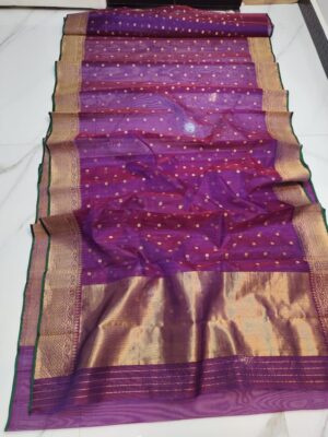 Dual Tone Purple Chanderi Handloom Katan Silk Saree