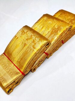 Golden Yellow Kanjivaram Handloom Brocade Silk Bridal Saree
