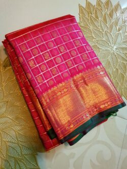 Coral Pink Kanchipuram Handloom 3Gram Gold Zari Bridal Silk Saree