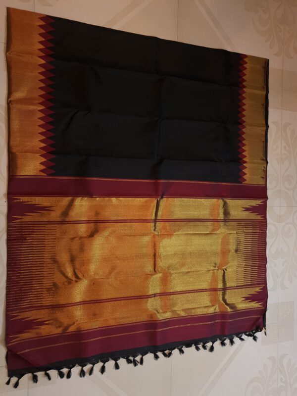 Black Kanjivaram Handloom Contemporary Pattu Silk Saree