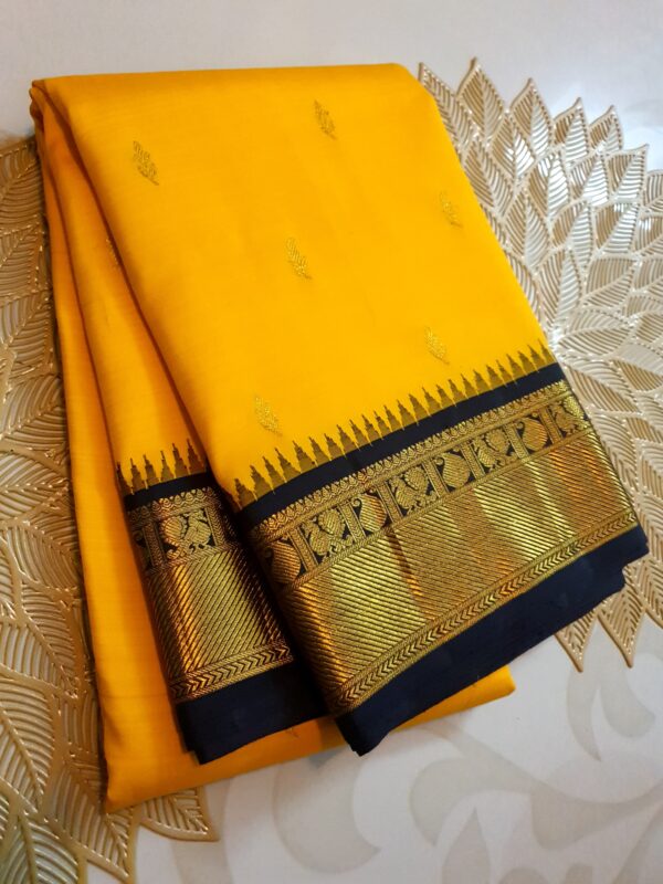 Amber Yellow Kanjivaram Handloom Korvai Silk Saree