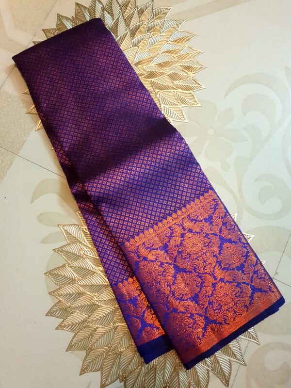 Purple Kanjivaram Handloom Copper Zari Silk Saree