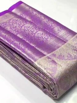Lavender Kanjivaram Handloom Brocade Tissue Silk Saree