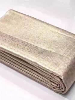 Beige Kanjivaram Handloom Brocade Tissue Silk Saree
