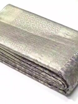 Silver Grey Kanjivaram Handloom Brocade Tissue Silk Saree