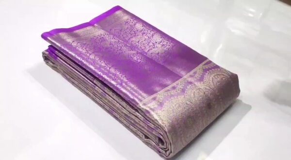 Lavender Kanjivaram Handloom Brocade Tissue Silk Saree