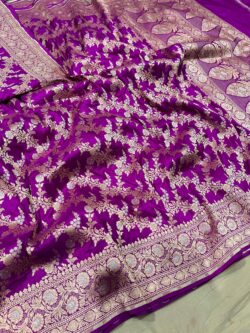 Lilac Banarasi Handloom Katan Silk Sona Rupa Saree
