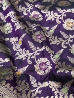 Dual Tone Purple Banarasi Handloom Katan Silk Meenakari Jangla Saree