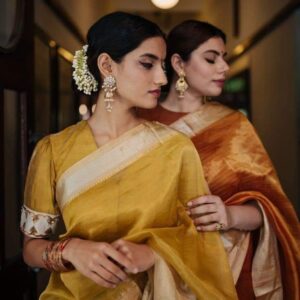 Banarasi Handloom Gold Zari Tissue Silk Sarees