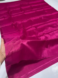 Rani Pink Metallic Chanderi Handloom Heavy Tissue Silk Saree