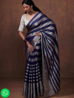 Blue Chanderi Handloom Heavy Tissue Silk Saree