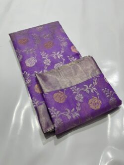 Lavender Chanderi Handloom Pattu Silk Jangla Saree