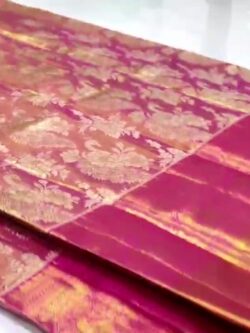 Pink Kanjivaram Handloom Tissue Brocade Zari Warp Silk Saree