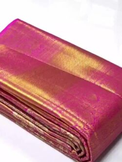 Pink Kanjivaram Handloom Tissue Brocade Zari Warp Silk Saree