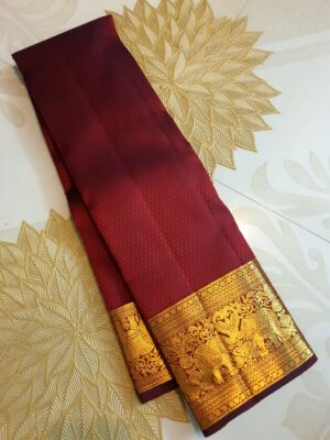 Maroon Kanjivaram Handloom 2 Gram Gold Zari Silk Saree