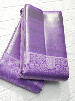 Lavender Kanjivaram Handloom Tissue Brocade Silk Saree
