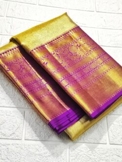Gold Kanjivaram Handloom Kuttu Tissue Borders Zari Warp Silk Saree