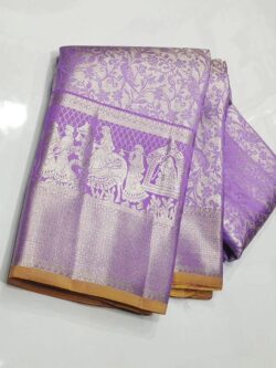 Lavender Kanjivaram Handloom Tissue Brocade Kalyana Pallakku Saree