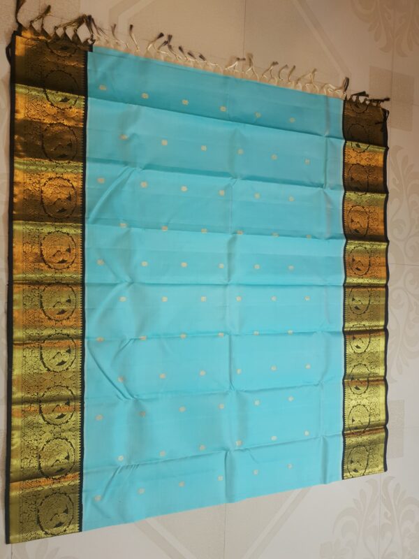 Turquoise Kanjivaram Handloom 2G Zari Korvai Baby Shower Silk Saree