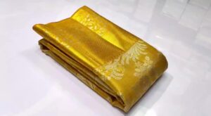 Golden Yellow Kanjivaram Handloom Tissue Brocade Silk Saree