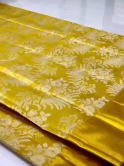 Golden Yellow Kanjivaram Handloom Tissue Brocade Silk Saree