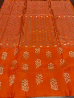 Orange Venkatagiri Handloom Contemporary Pattu Silk Saree