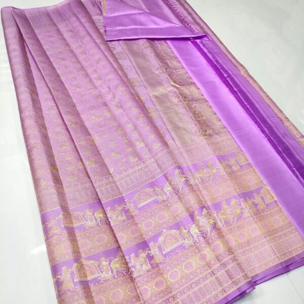 Lavender Kanjivaram Handloom Kalyana Pallakku Pattu Silk Saree