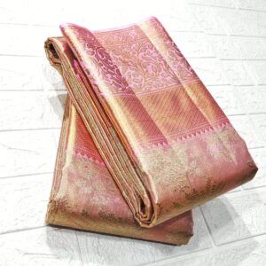 PinkKanjivaram Handloom Tissue Meenakari Brocade Silk Saree