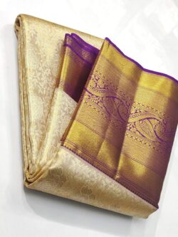 Sandalwood Kanjivaram Handloom Tissue Meenakari Brocade Silk Saree