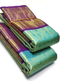 Turquoise Kanjivaram Handloom Zari Warp Tissue Silk Saree