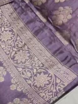 Lavender Banarasi Handloom Katan Silk Gold Zari Buttas Saree