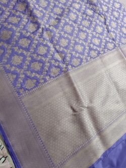 Lavender Banarasi Handloom Katan Silk Silver Zari Jangla Saree