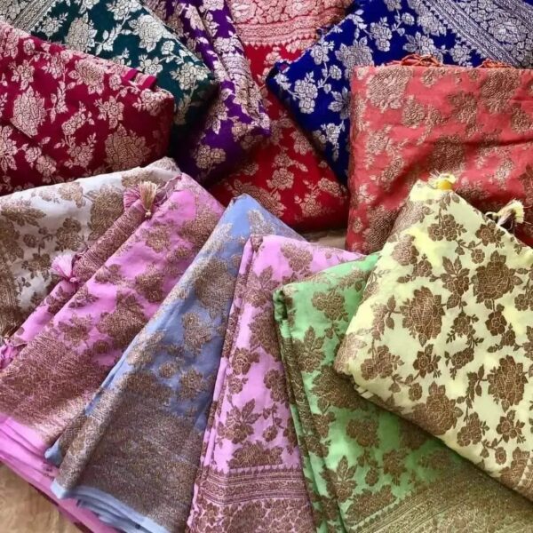 Banarasi Handloom Georgette Silk Antique Zari Sarees