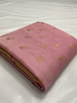 Pink Chanderi Handloom Katan Silk Meenakari Saree
