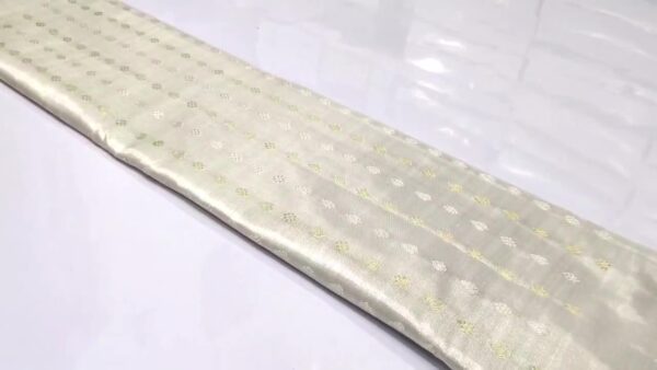 Pearl White Kanjivaram Handloom Pure Tissue Silk Saree