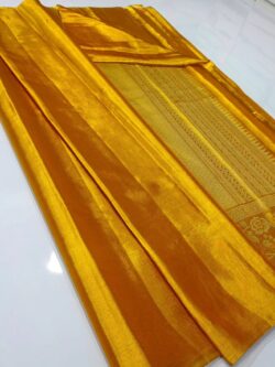 Gold Kanjivaram Handloom Pure Tissue Silk Saree