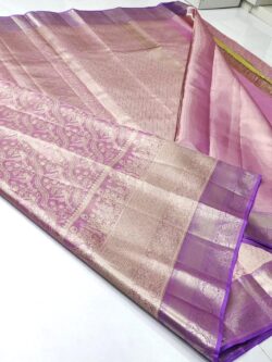 Baby Pink Kanjivaram Handloom Kalyana Pallakku Tissue Brocade Silk Saree