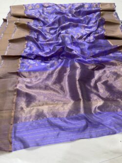 Lavender Chanderi Handloom Pure Pattu Silk Saree