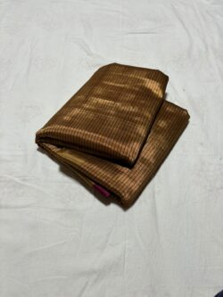 Metallic Maroon and Gold Chanderi Handloom Pure Tissue Silk Saree
