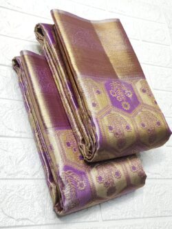 Lavender Kanjivaram Handloom Meenakari Tissue Brocade Silk Saree