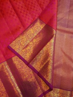 Dual Tone Red Kanchipuram Handloom 2G Pattu Silk Bridal Saree