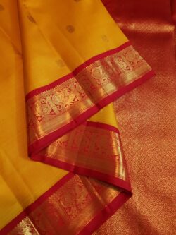 Yellow Kanjivaram Handloom 2 Gram Gold Korvai Silk Saree