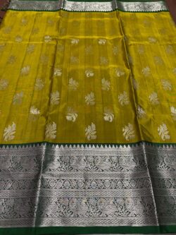 Mustard and Green Venkatagiri Handloom Pattu Silk Saree