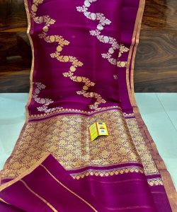 Banarasi Handloom Kora Organza Kaduwa Weaving Saree