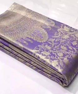 Lavender Kanjivaram Handloom Floral Tissue Brocade Silk Saree